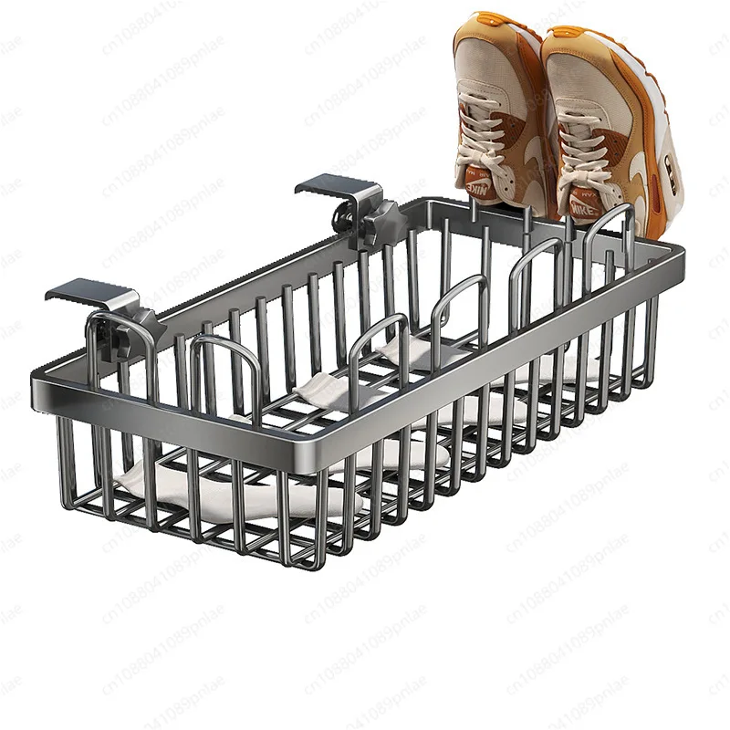 No - Drill Balcony Shoe Drying Rack Simple Sandal & Sock Dryer Window Sill Guardrail Mounted Foldable Storage Shelf