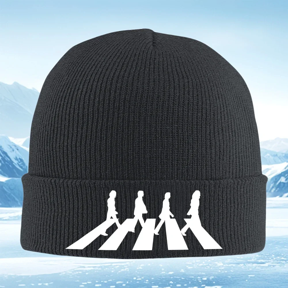 2026 Band men crossing zebra path Men Women Unisex Knitted Hat Beanie Pullover Cap Winter Thermal Warm Christmas Outdoor Cycling