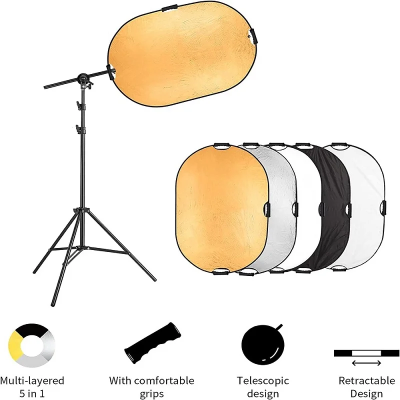 Selens Multi-function Reflector crossbar photographic equipment T-bracket oval reflector shelf reflector Holder Tripod Support