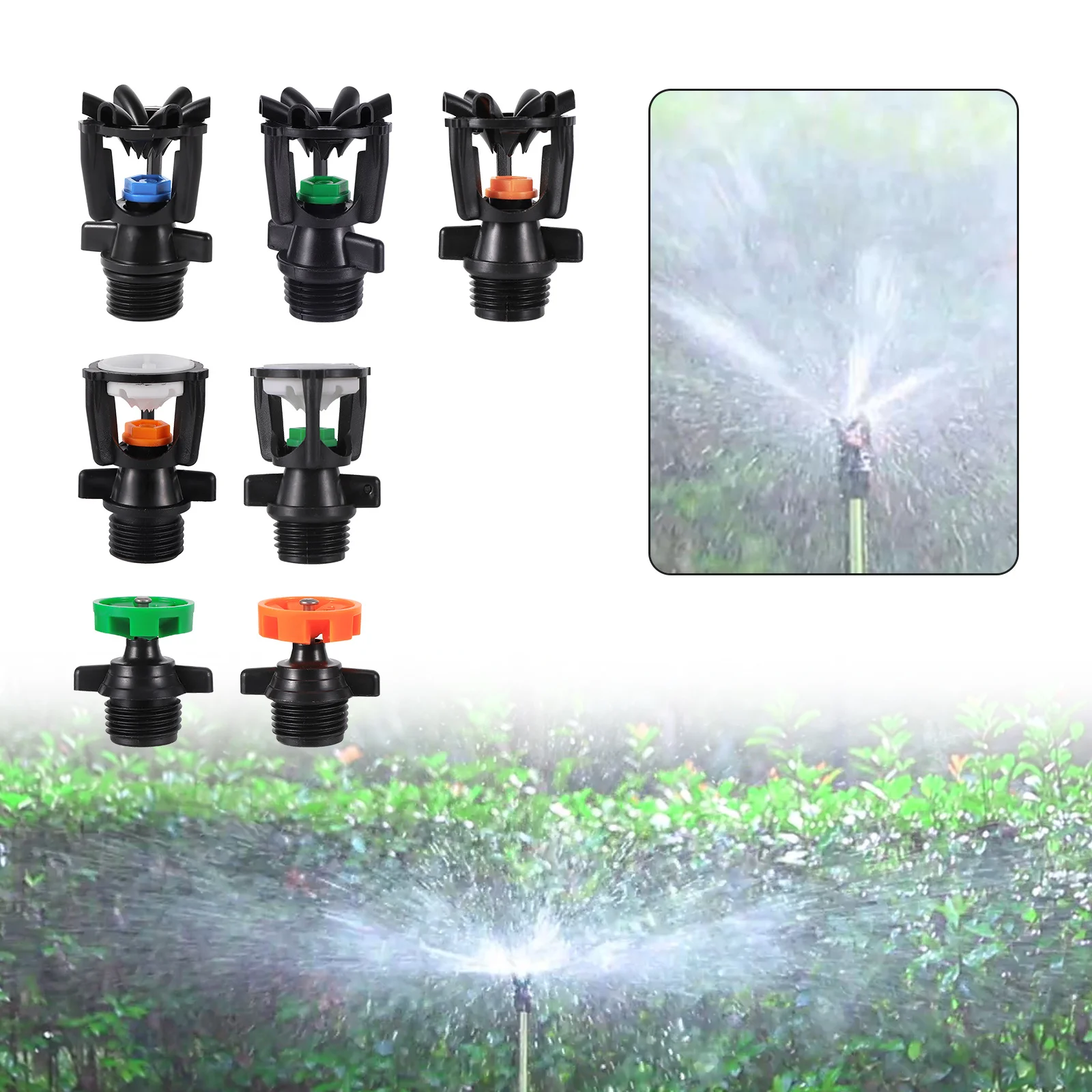 

1/2" Male Thread Rotating Sprinkler Irrigation Scattering Nozzle 360° Rotary Watering Nozzle For Garden Lawn Vegetable Planting