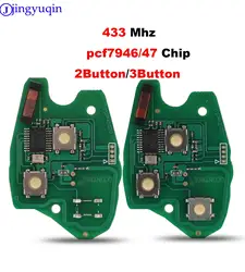 Jingyuqin-Circuit imprimé de clé à distance de voiture trempé, puce 2/3BTN, pour Renault Clio Scenic oke goo Megane PCF7946 / PCF7947/4A