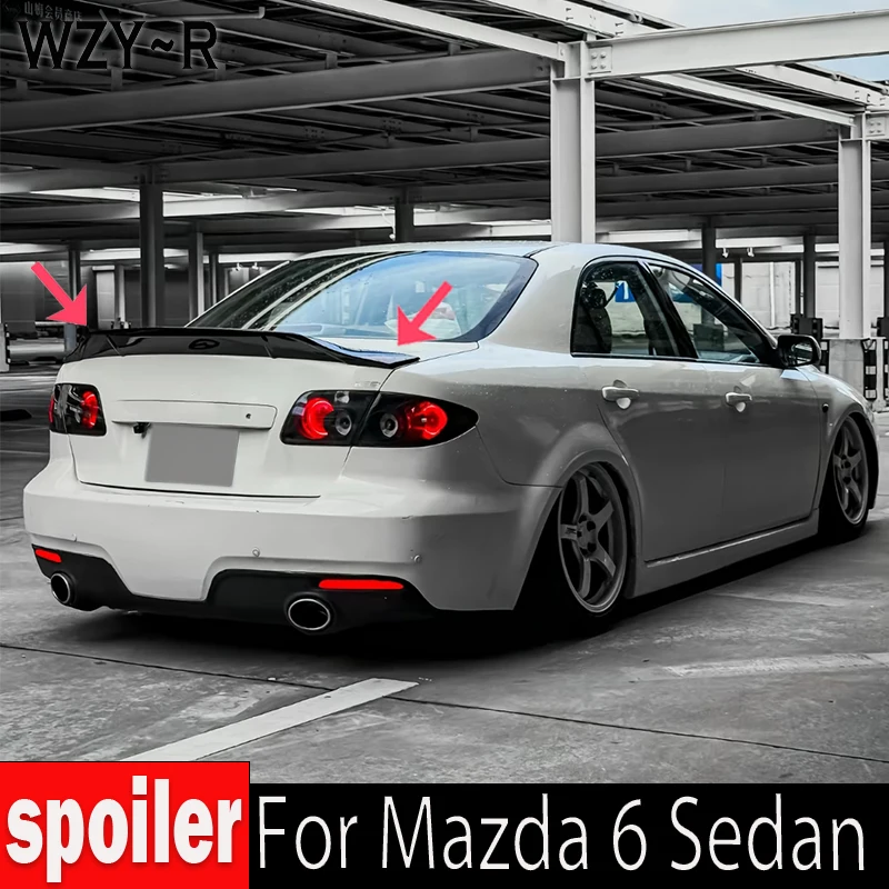 For Mazda 6 Sedan Spoiler 2006 - 2013 R Style ABS/Carbon Fibre Rear Trunk Ducktail Lip Wings Spoiler