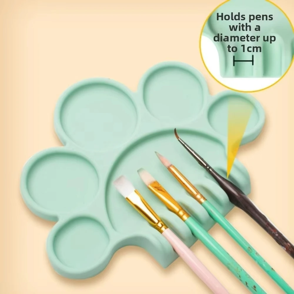 Silicone Painting Palette with Pen Holder Easy to Wash Paint Tray Pallet Soft Paint Palette for Artists Acrylic Watercolor Oil