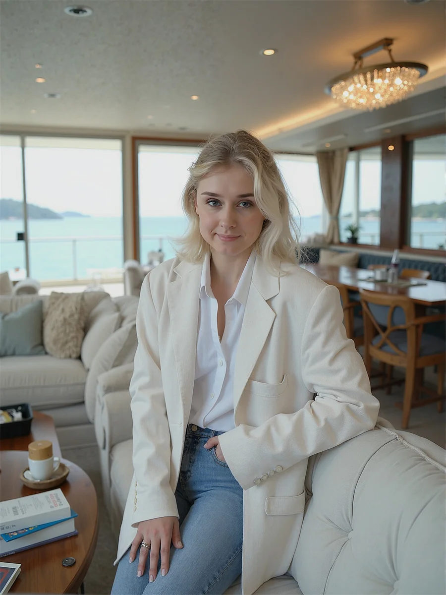 

Classic Women'S Suit Irreuglar Buttonless Casaco Doubled Letters Straight-Leg Suiting Belly Petal Ulzzang Baggy Young Asymmetry