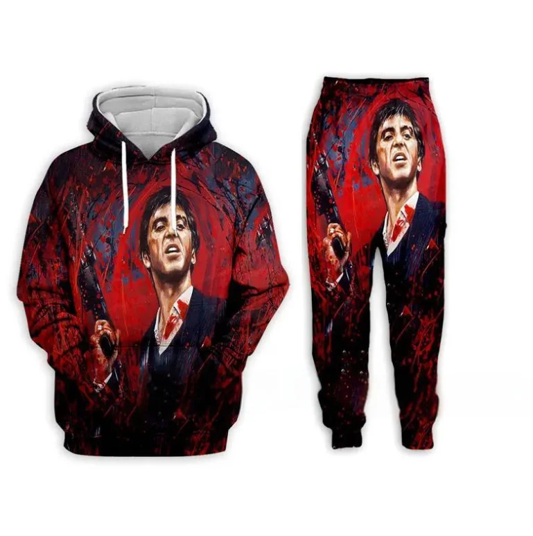 Neueste Film Scarface Männer Hoodies Hosen 2 stücke Sets 3D Druck Frauen Pullover Trainingsanzug Outfits Casual Paar Sweatshirt Jogger Anzug