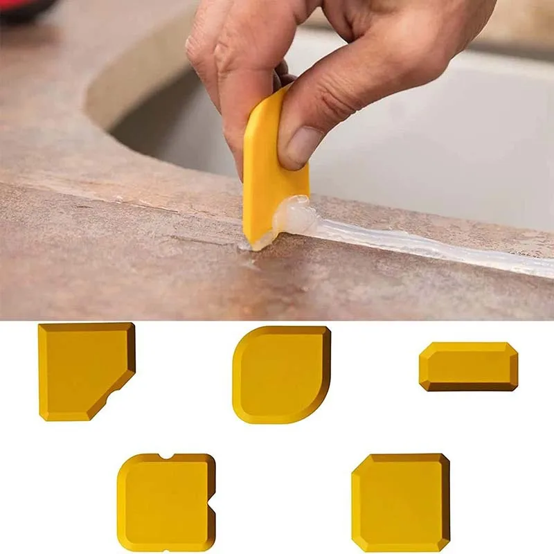 مجموعة أدوات السد مكونة من 5 قطع، مكشطة ملعقة مانعة للتسرب من السيليكون، أدوات إصلاح الحواف، منظف حواف بلاط الأرضيات