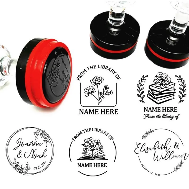 Custom Book library ink Stamp Personalized Self Inking Wedding Stamp Customized Photosensitive Seal Invitation name letter logo
