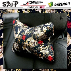 Car head pillow neck pillow JDM and wind day floating world painted four seasons universal car interior pillow car bone pillow