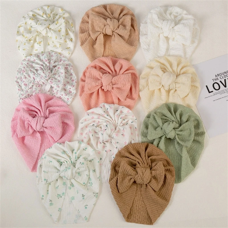 Baby Cotton Hat Bohemia Big Bow Girls Bonnet Newborn Photography Props Turban Headband Cap Toddler Kids Beanie Cap Accessories