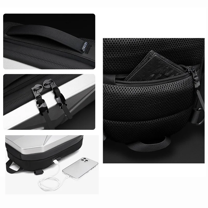 Men's new hard shell wear-resistant chest bag multifunctional waterproof shoulder bag high-end USB riding outdoor crossbody bag