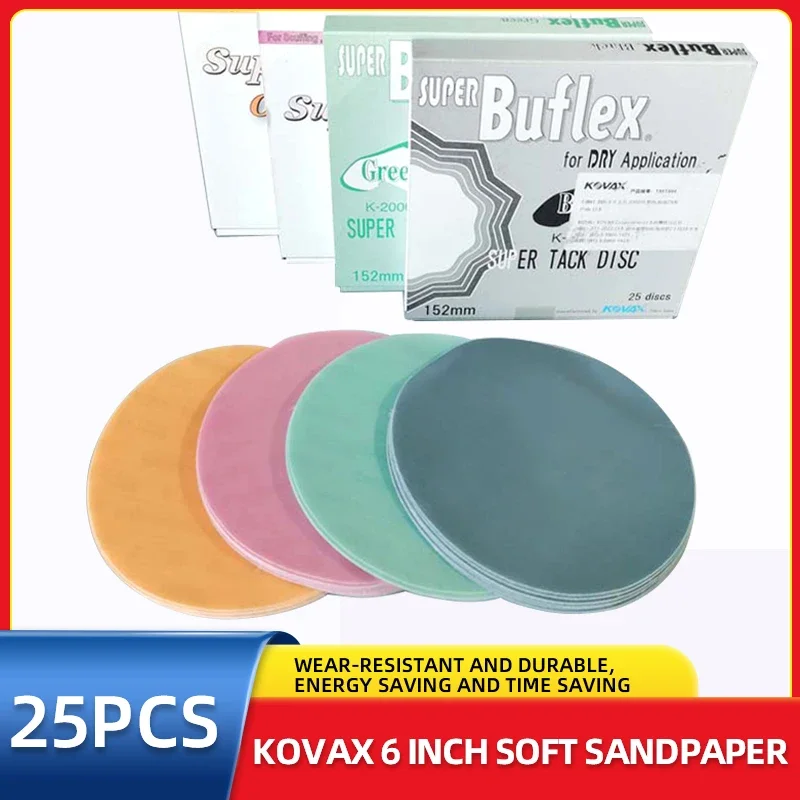 

25 PCS KOVAX 6 Inch Sandpaper Round Flocking Car Paint Beauty Fine Sanding 150mm 2000 Grit