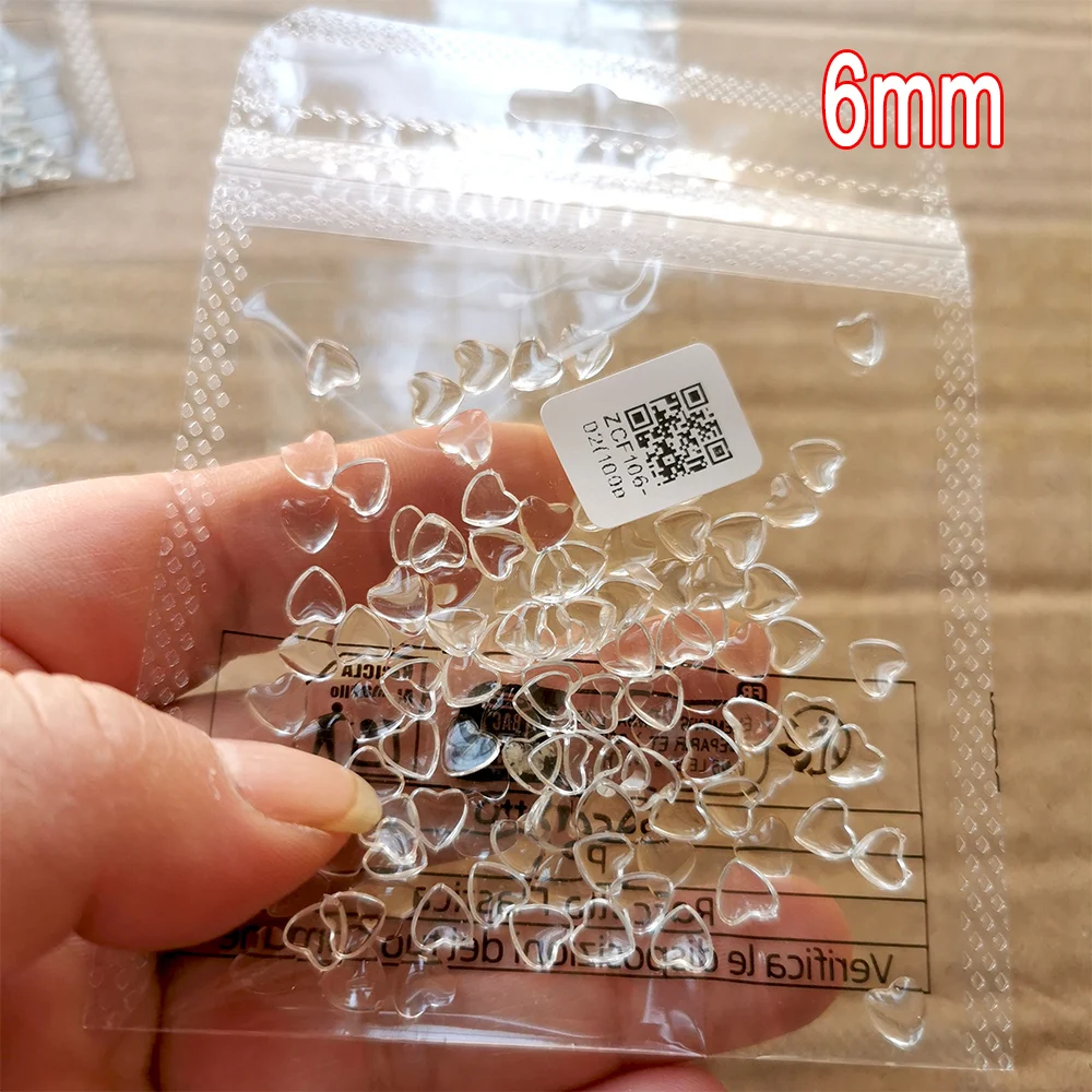 100 STKS 3D Clear Liefde Hart Nail Art Charms Leuke 4/6/8mm Transparante Plaksteen Hars Hart nagel Decoraties DIY Valentijn NailPart