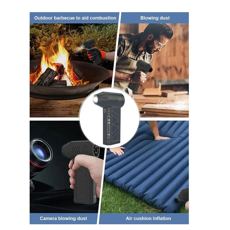 1 ventilador Turbo Jet de plástico negro. 130000   Secador de coche recargable del ventilador industrial del conducto del ventilador Turbo de la velocidad del viento fuerte de RPM