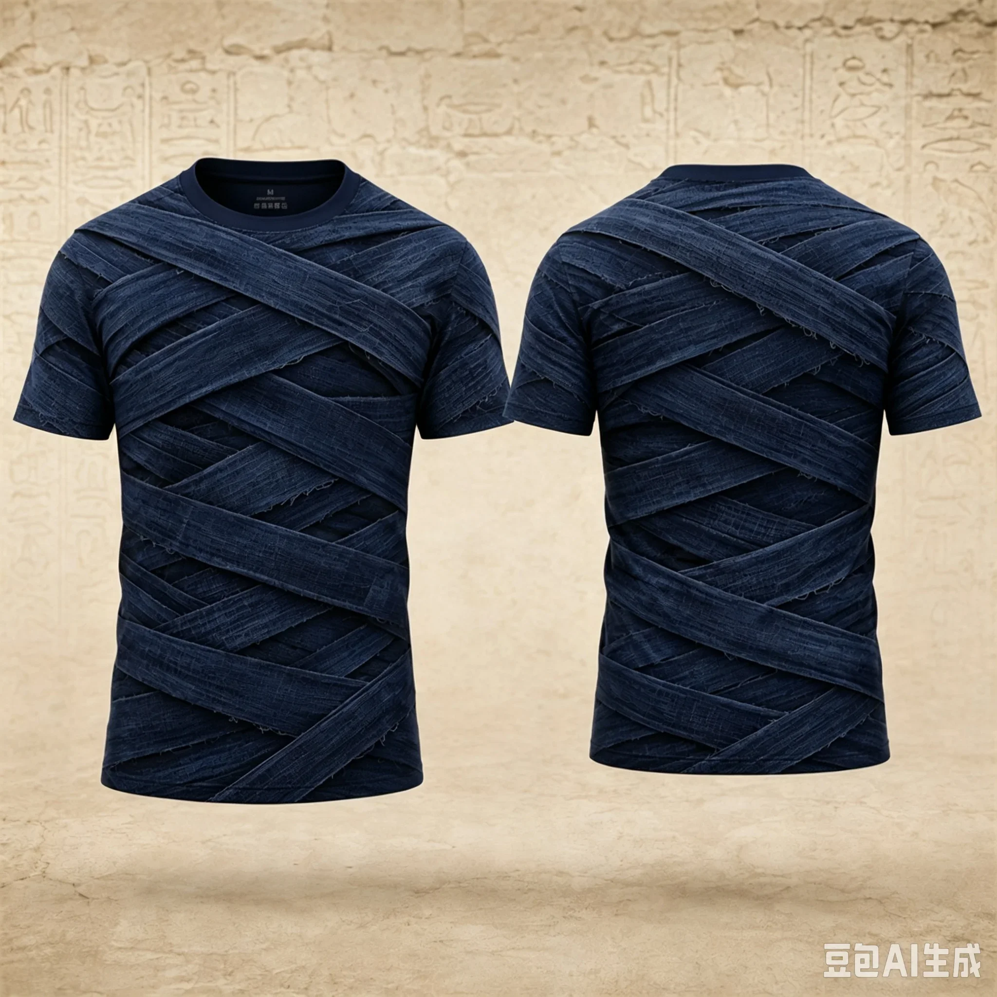 Vintage Men Egypt Mummy Bandage 3D Simulation Print T‑Shirt Ancient Egyptian Style Short Sleeve Halloween Cosplay Casual Tee Top