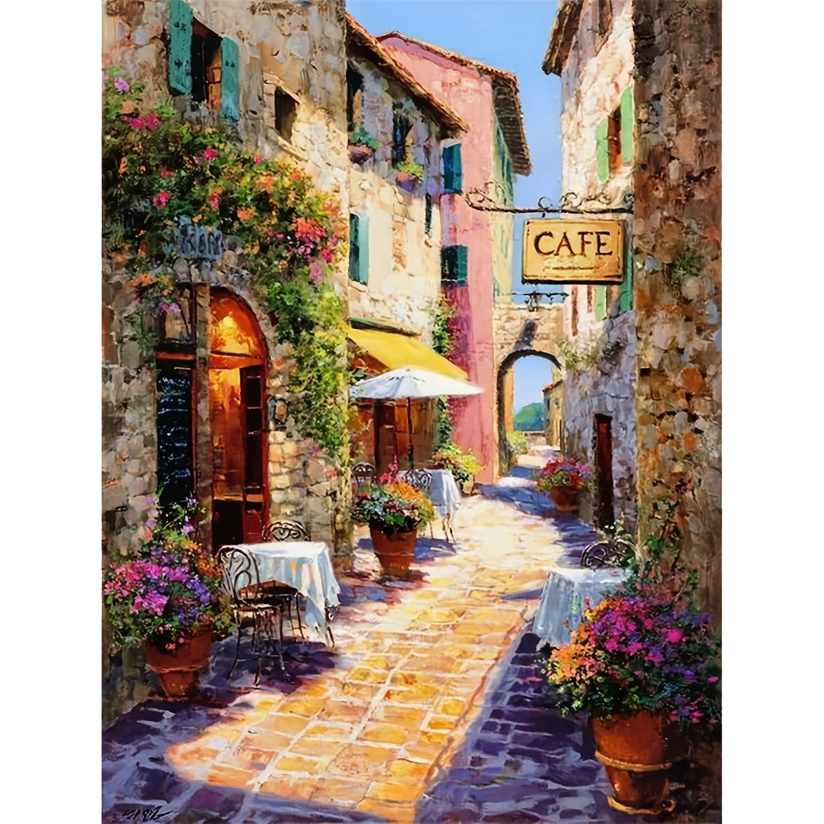 500/1000/1200/2000PCS Puzzles for Adults Retro Street Coffee Shop,Jigsaw Puzzles Brain Challenge Game Gift Home Decor