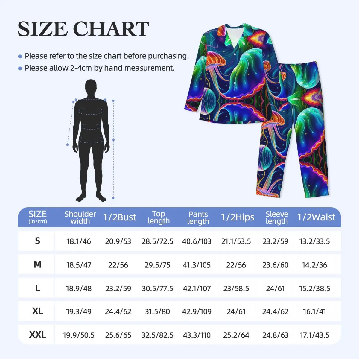 Men's Home Suits Long-sleeved Colorful Painting Jellyfish Suits for Autumn and Winter Pajamas for Men