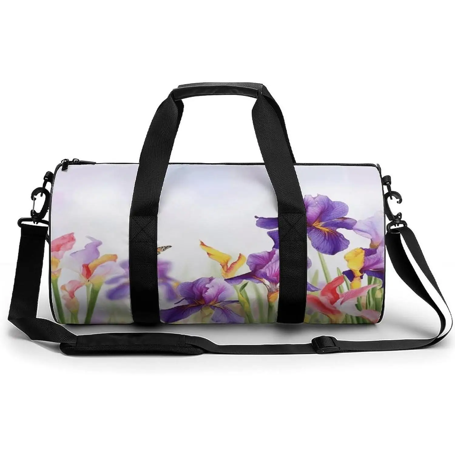 

Спортивные сумки с принтом цветов ириса и бабочек, цилиндрическая спортивная сумка, спортивные дорожные сумки, дорожная сумка для выходных