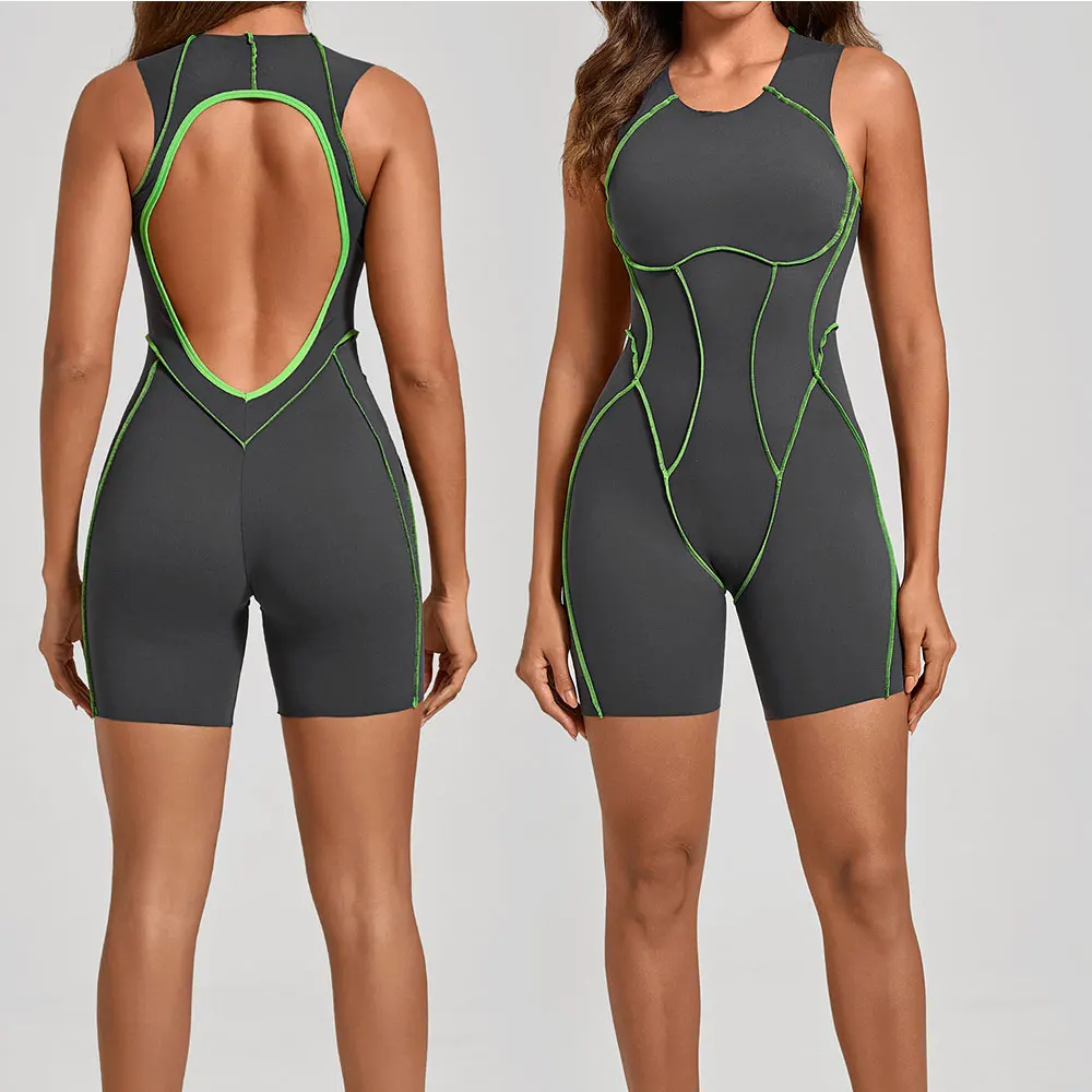 New Summer Back Scrunch Yoga Sports Jumpsuit Women One-Piece Suit Yoga Clothing Women Sleeveless Sportswear Bodysuits Gym