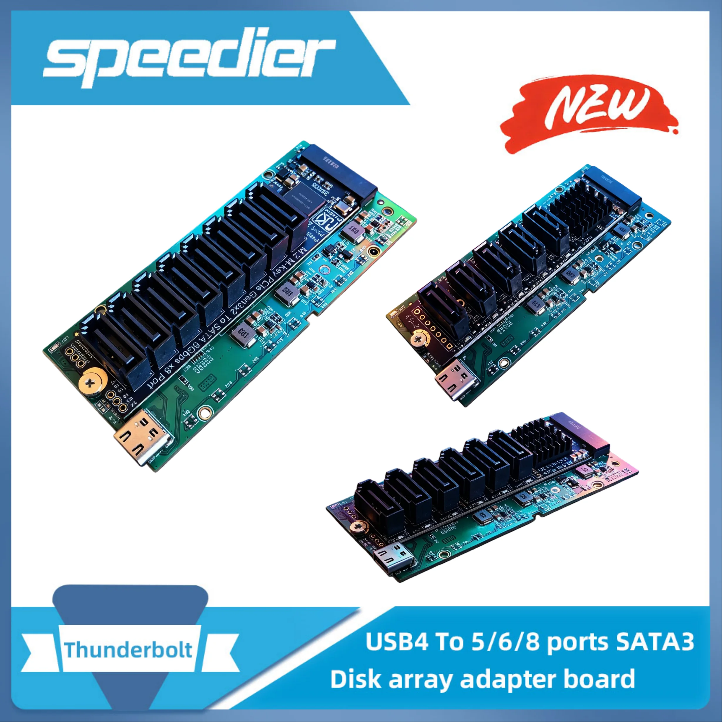 Thunderbolt USB4 To 5ports /6ports /8ports SATA3 Disk Array Adapter Board ASM1166 3118 Synology NAS High-speed