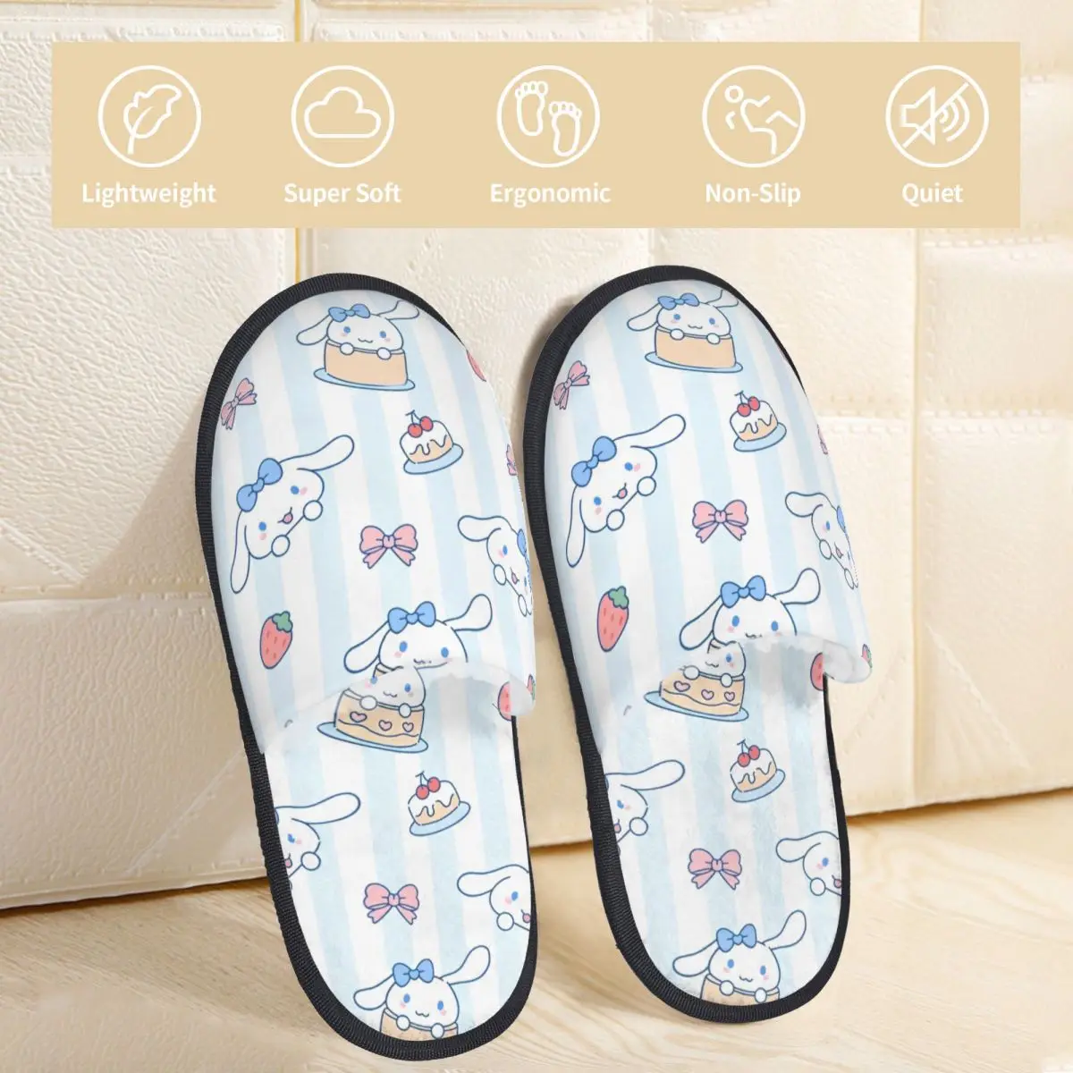 Sanrio Character House Slippers Non-skid Soft Household Cotton Fur Slippers Slides Bedroom