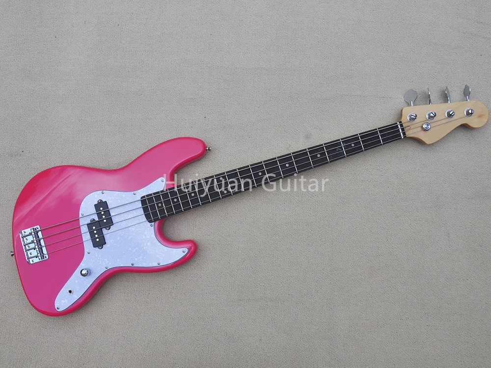 4 Strings Pink Electric Bass Guitar with Rosewood Fretboard,20 Frets,Customizable