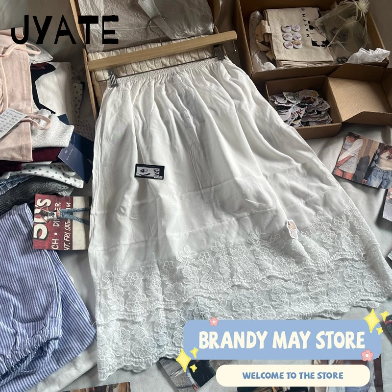 Mode blanc dentelle garniture mignon a-ligne jupes femmes été nouveau coton décontracté genou longueur jupe Vintage Chic doux court Faldas Y2K