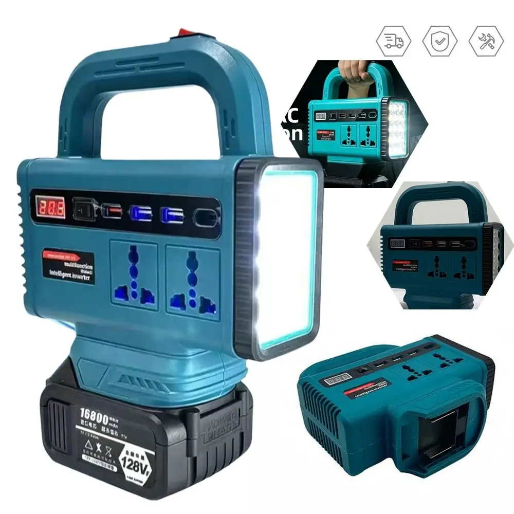 DC 21V To AC 180V-220V Battery Power Inverter for Makita 18V Battery Digital Voltage Display 120W Portable Power Inverter