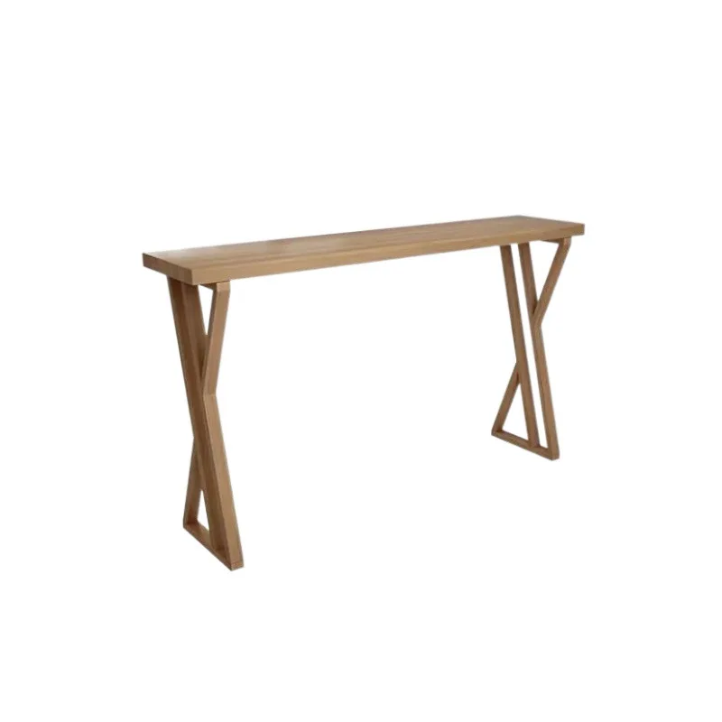 

ty-2025 Solid Wood bar Table Leisure Wall Long Table Home High Foot Window bar Table and Chair Set%