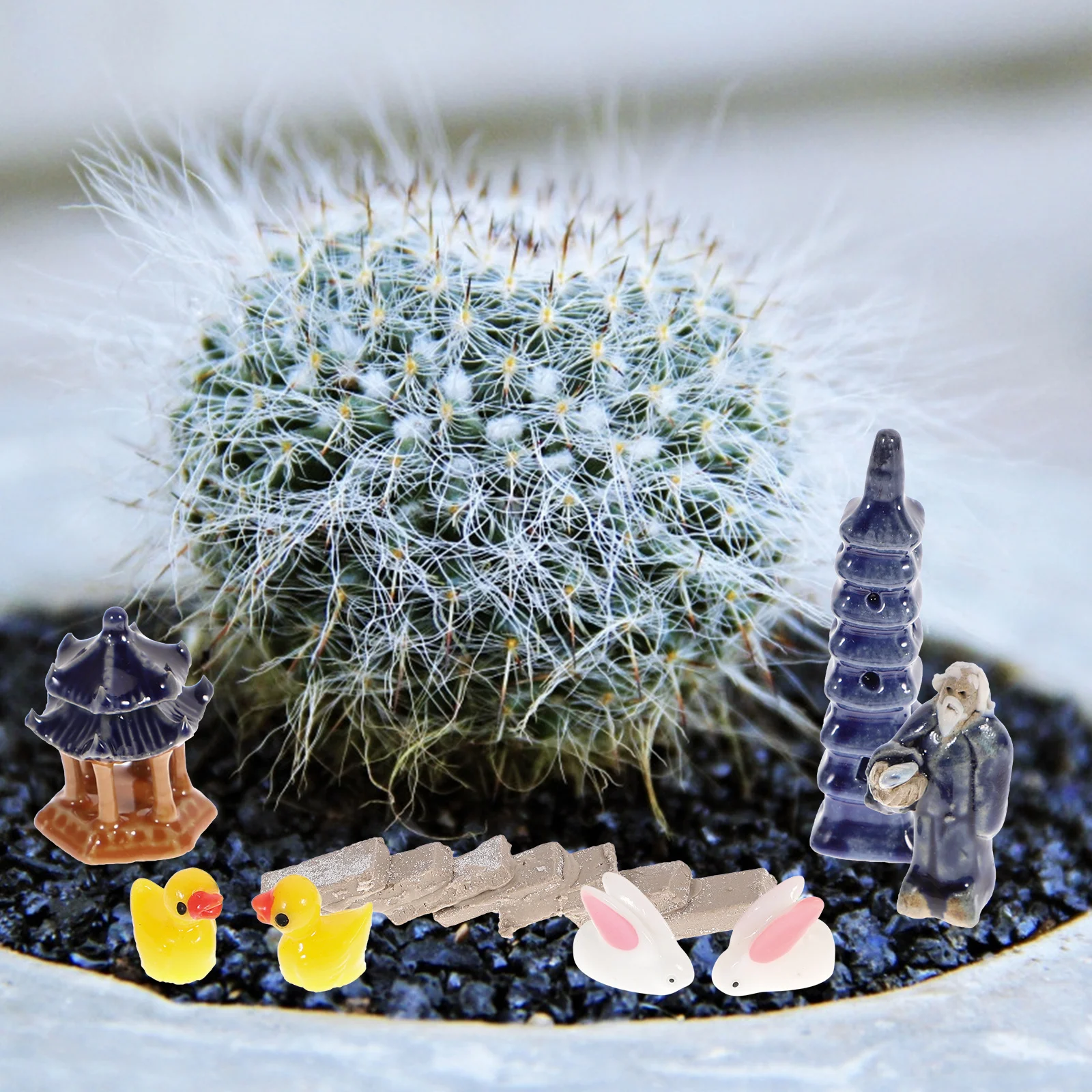 

11Pcs Ceramic Landscape Ornament Micro Figurines Decorative Mini Models for Home Office Fairy Garden Simulated Scene Props