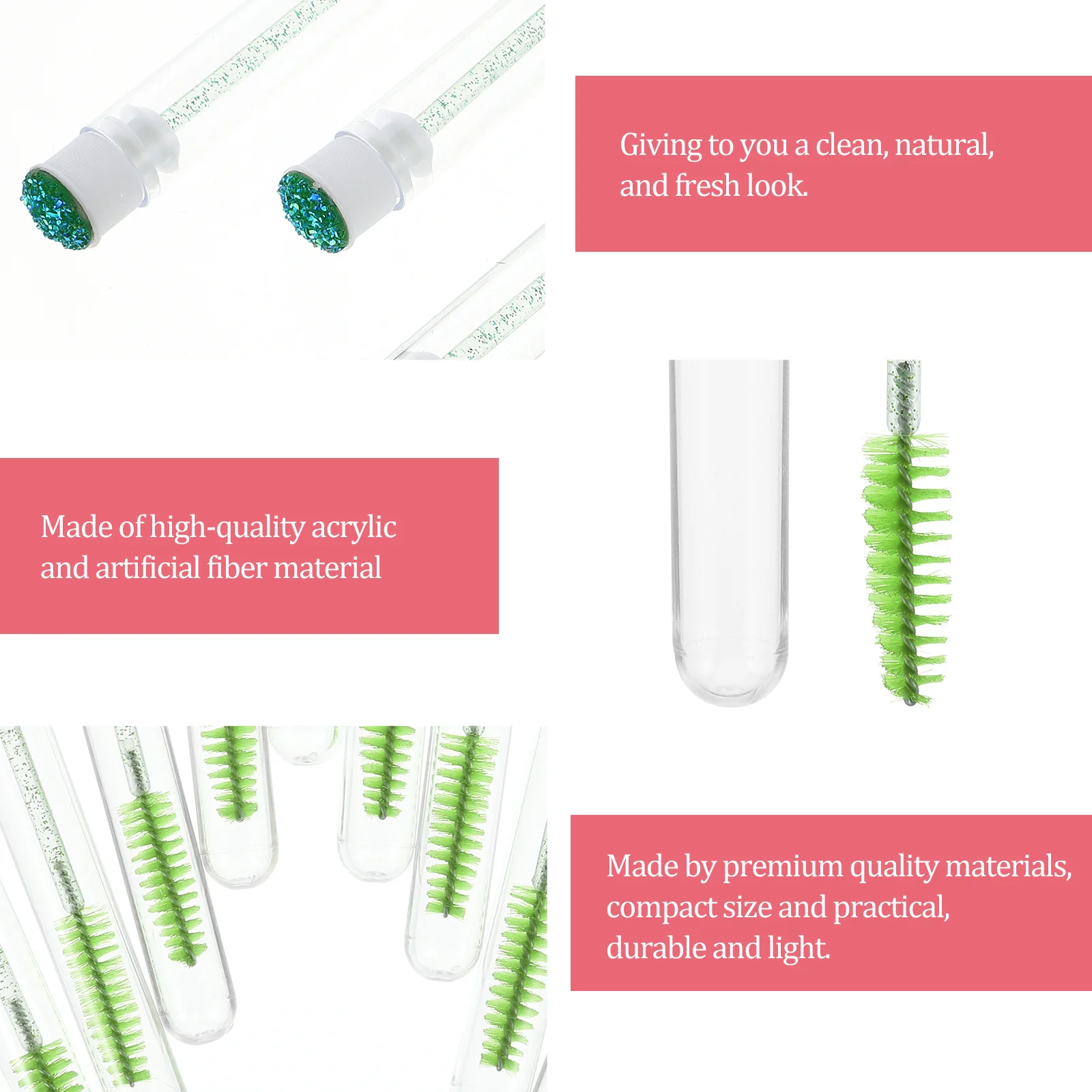 

10Pcs Eyelash Extensions Brush Comb Lash Brow Applicator Easy Hold Handle for Natural Professional Makeup Eyelash