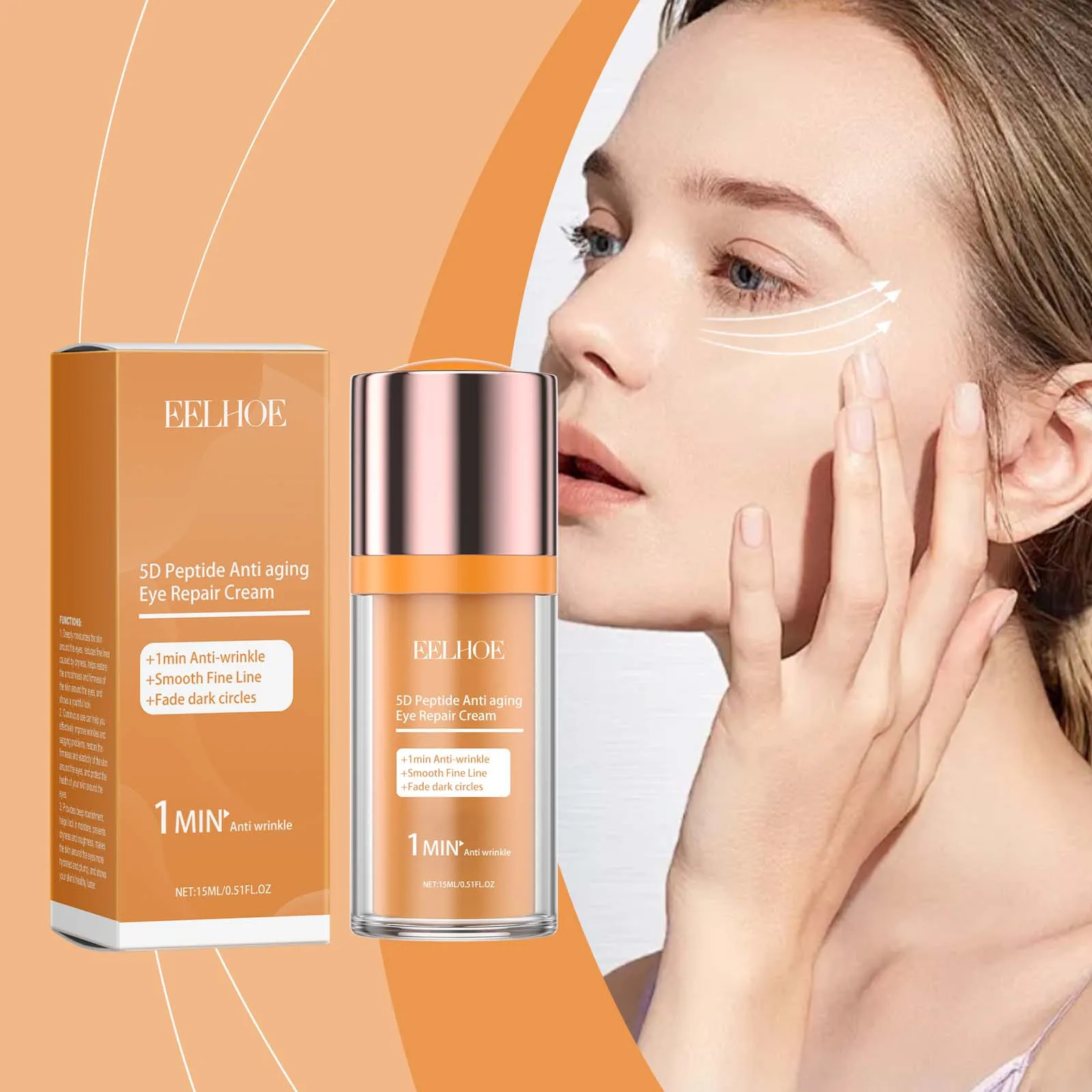 Crema Contorno de Ojos Antienvejecimiento 5D con Péptidos, Elimina las Ojeras, Reduce las Bolsas de los Ojos, Reduce las Líneas Finas, Reafirmante y Lifting