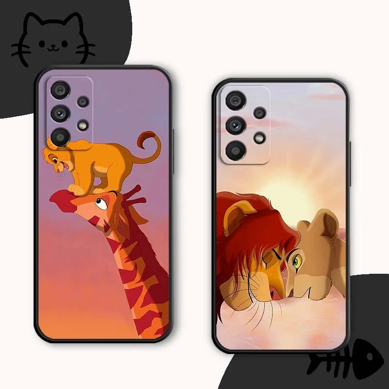 Disney Cartoon The Lion King For Samsung A73 A72 A71 A55 A54 A53 A52 A51 A13 A22 A16 A15 A05s A14 A05 A06 5G Black Phone Case #2