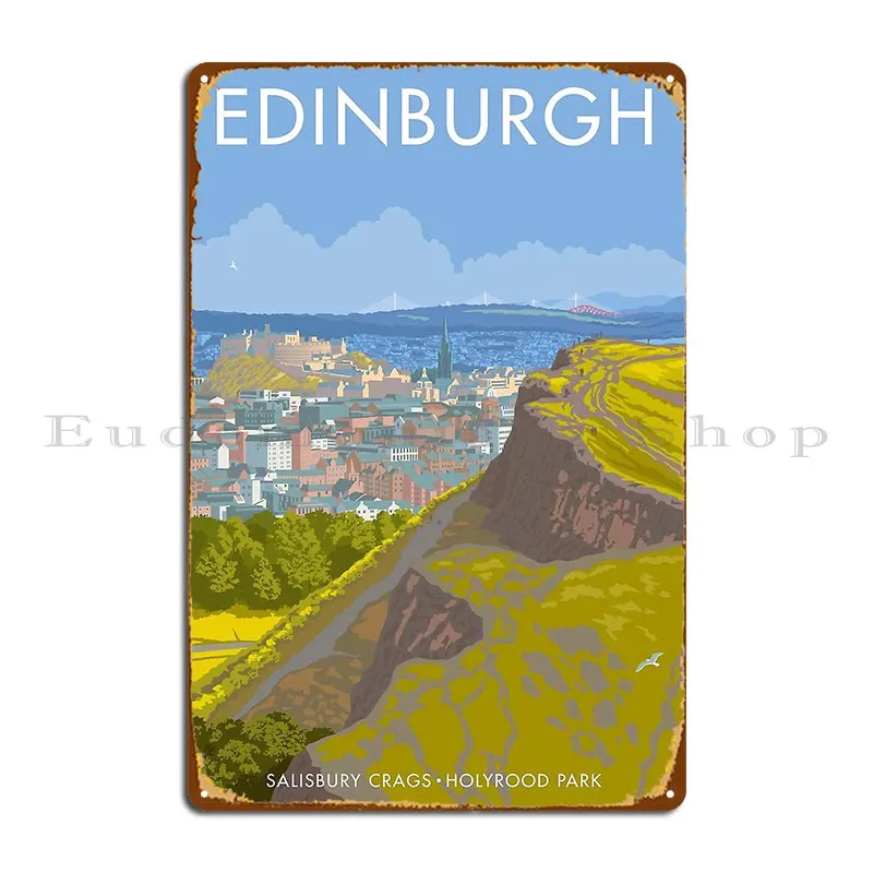 Endinburgh Salisbury Crags Metal Sign Wall Cave Plaques Create Party Print Tin Sign Poster