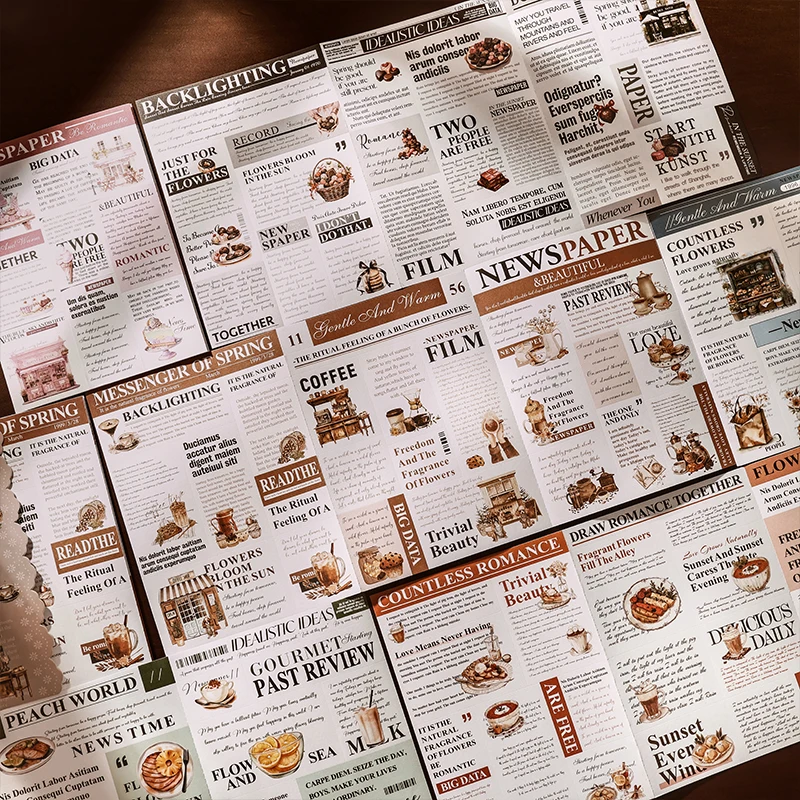 

Journal GO Creative Food Magazine Stickers for Laptop Vintage Newspaper Graffiti Decal for Journaling Card Scrapbooking DIY