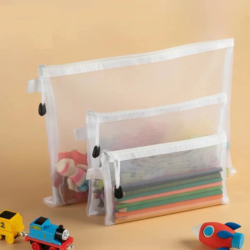 Mesh Zipper File Bag Waterproof Moisture-proof Zipper Folder Toy Storage Bag Storage Tools Cosmetic Organization Bag