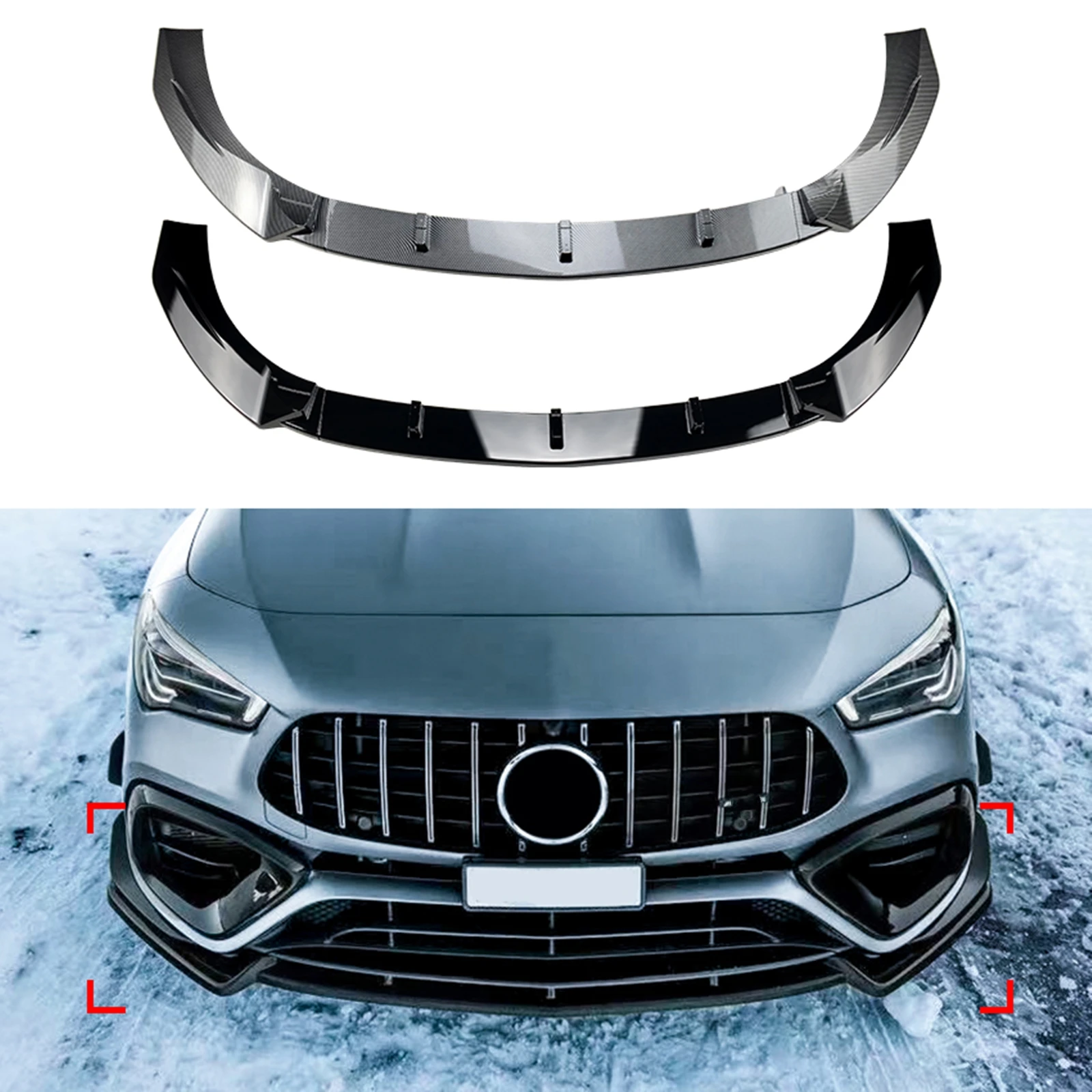 

Front Bumper Splitter Lip Lower Spoiler Blade Auto Kit For Mercedes Benz CLA Class C118 CLA45 AMG 2019 2020 2021 2022 2023