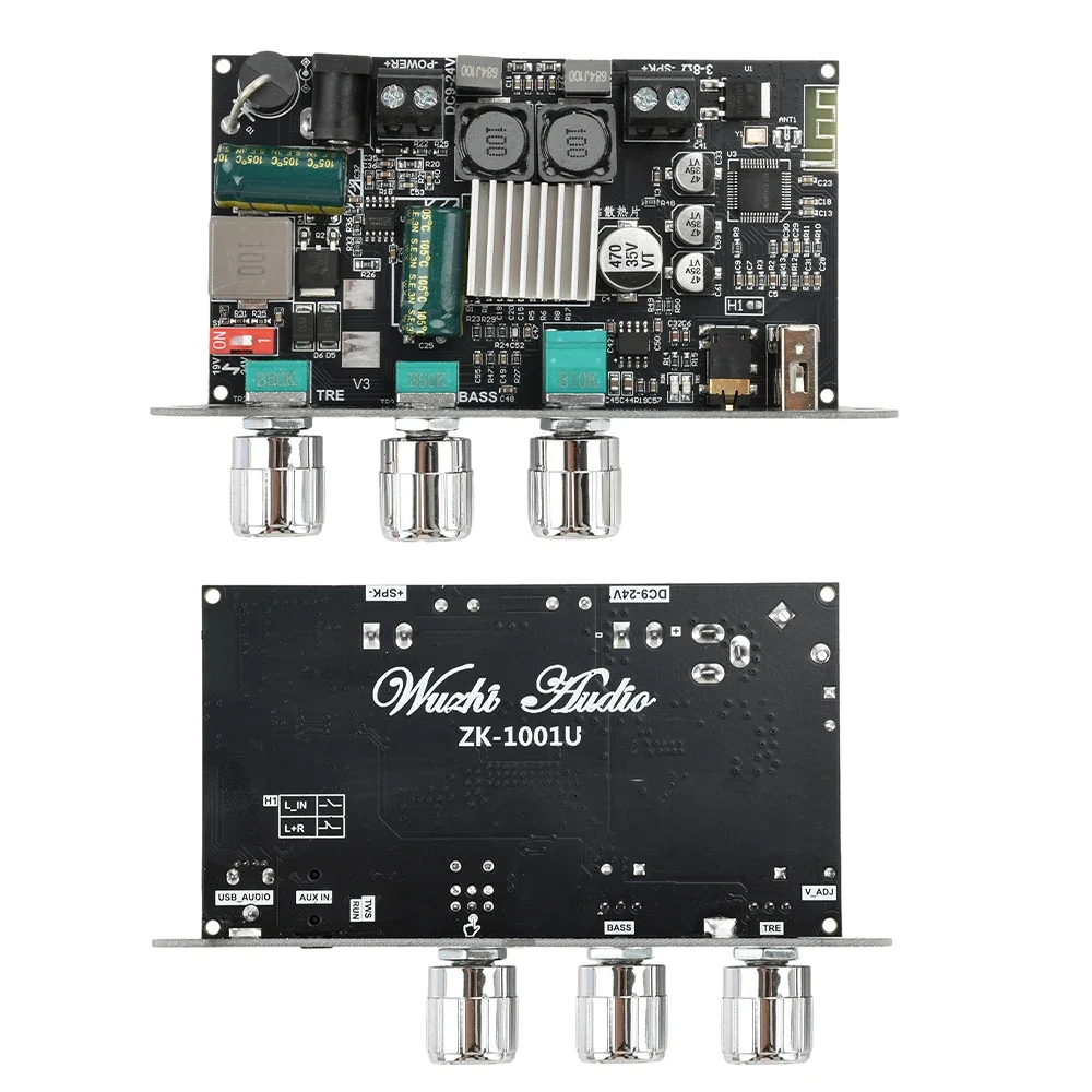 ZK-1001U 100 Вт Bluetooth 5.3 Моно TPA3116D2 Модуль платы усилителя поддерживает приложение AUX USB-флеш-накопитель Звуковая карта USB DC 9-24 В