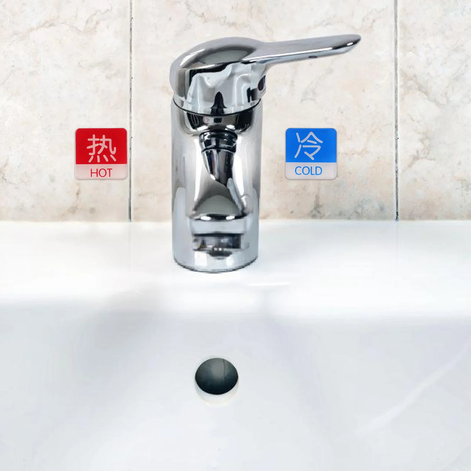 5 Pairs Warm Reminder Sign Hot/cold Water Label Small Sticker and Bathroom Faucet Labels for Shower