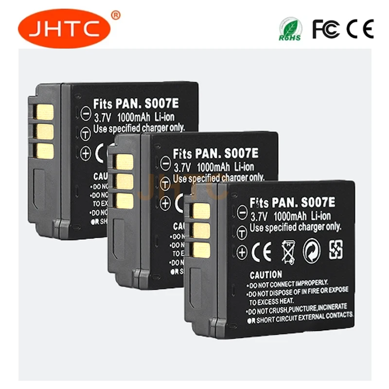 Аккумулятор CGA-S007 CGA S007E для Panasonic Lumix DMC TZ1 TZ2 TZ3 TZ4 TZ5 TZ50 TZ15 1000 мАч для камеры S007 S007E Батарея