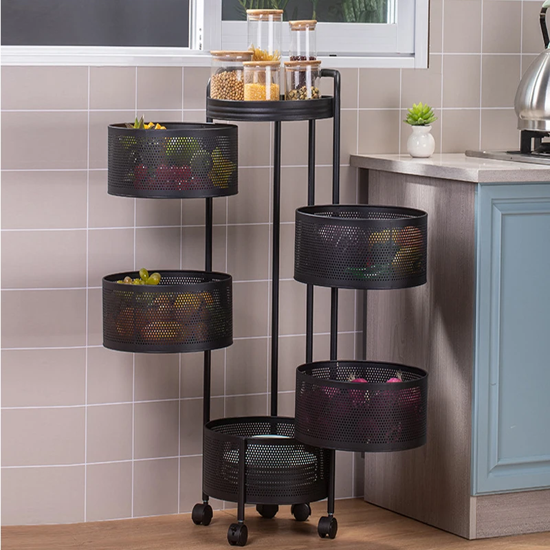 Kitchen Storage Kitchen Shelves Fruit Storage Rotating Storage Rack Storage Trolley For Kitchen Organizer Fruit Storage Rack