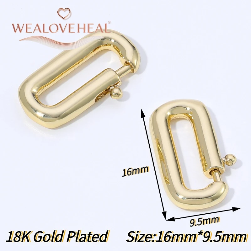 Hochwertige 18K vergoldete Messing-Karabinerhaken in Kreis-, Oval- und Herzform mit Druckverschluss für DIY-Schmuckherstellung. – Detail 22