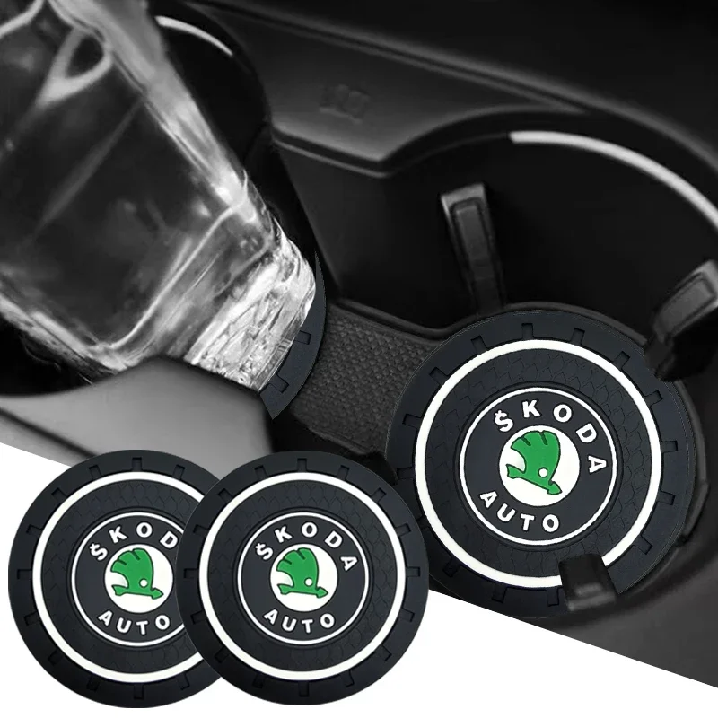 1/2pcs Car Coaster Water Cup Holder Anti Slip Pad Silicone For Skoda Octavia MK2 MK1 2 3 A5 A7 A8 Fabia Karoq Superb Rapid Kamiq