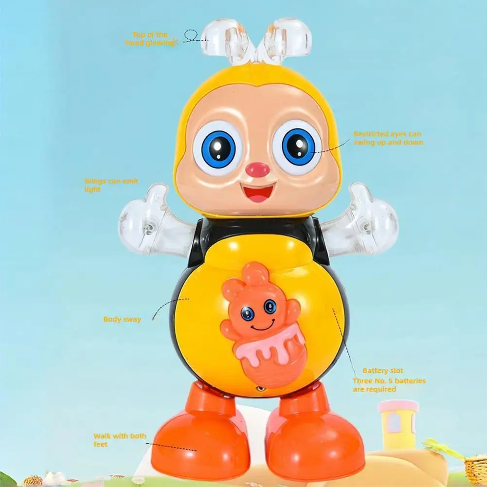 Elektryczne zabawki taneczne Pszczoła, śpiewająca, tańcząca, kołysząca się z światłem, kreskówkowe zabawki edukacyjne i interaktywne dla dzieci na urodziny.