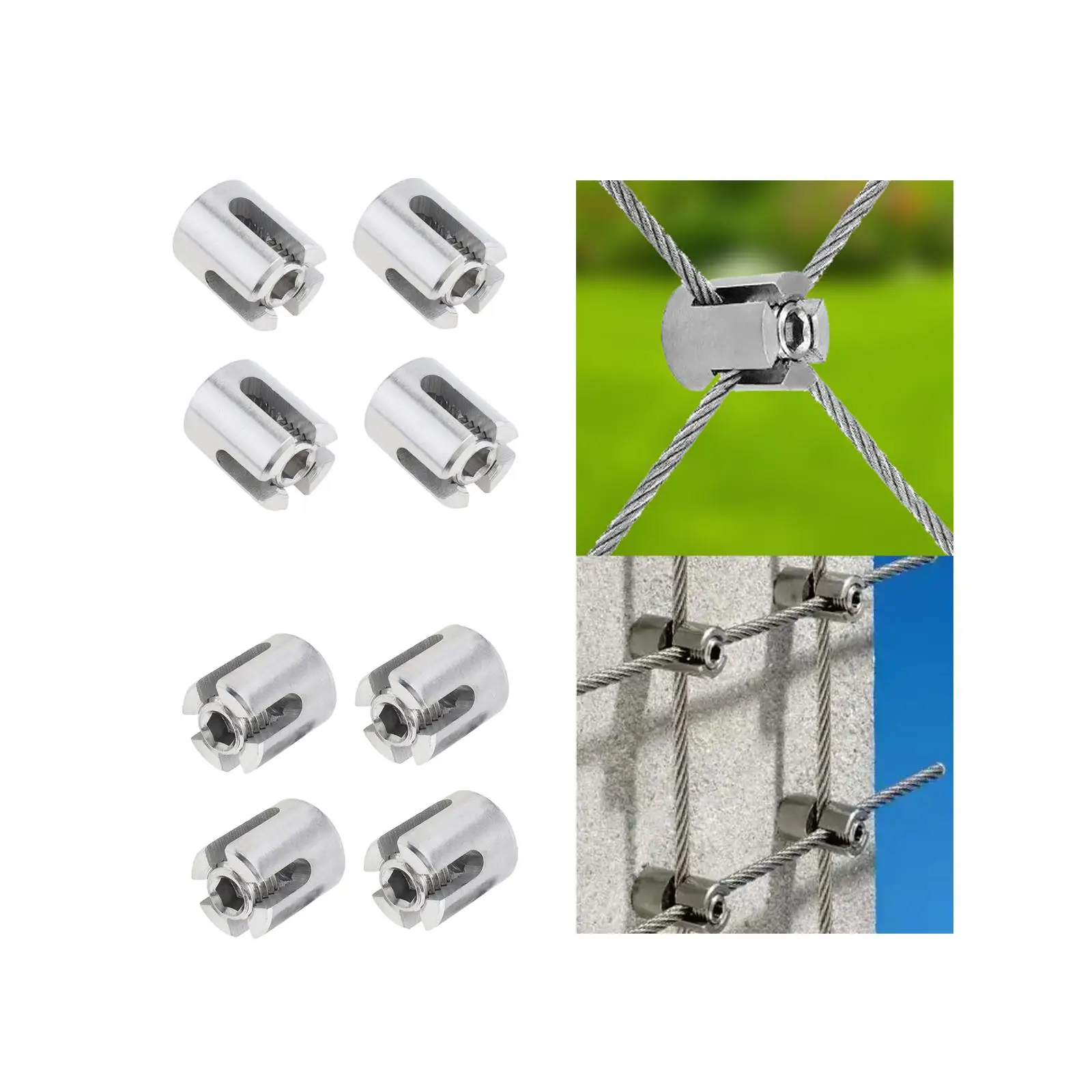 4 Pieces Cross Cable Clamps Wear Resistant Easily Install Heavy Duty Cable Clips Wire Rope Clip for Wall Wire Trellis System