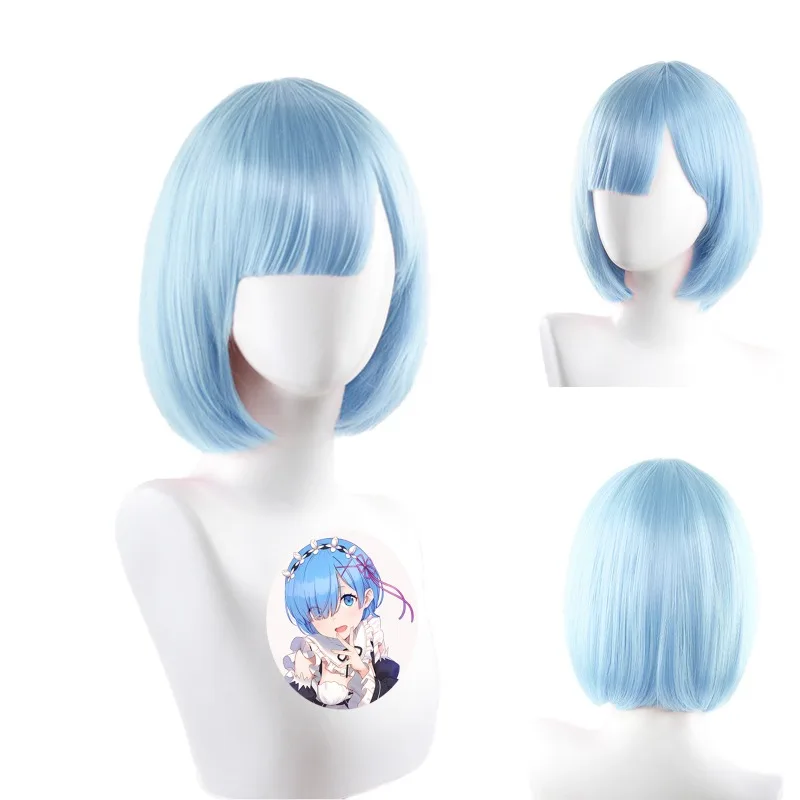 ผมบ็อบสีสันสดใสเครื่องสวมศีรษะเทศกาลดนตรีแต่งตัวการ์ตูนสไตล์วิกผมสั้นปาร์ตี้แสดงอุปกรณ์เสริมอะนิเมะวิกผม