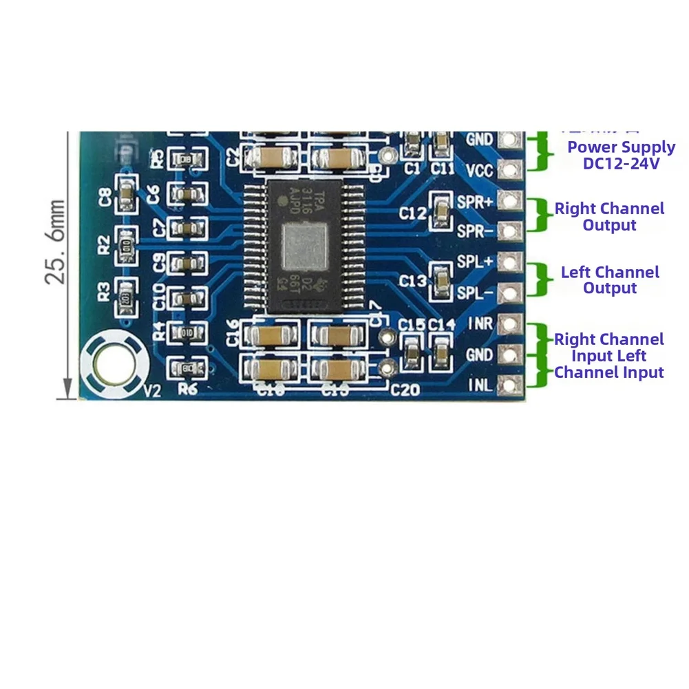 1PC For TPA3116D2 Class D Dual Channel 50W Digital Audio Module DC12-24V Power Compact ABS Housing For Audio Projects Tools