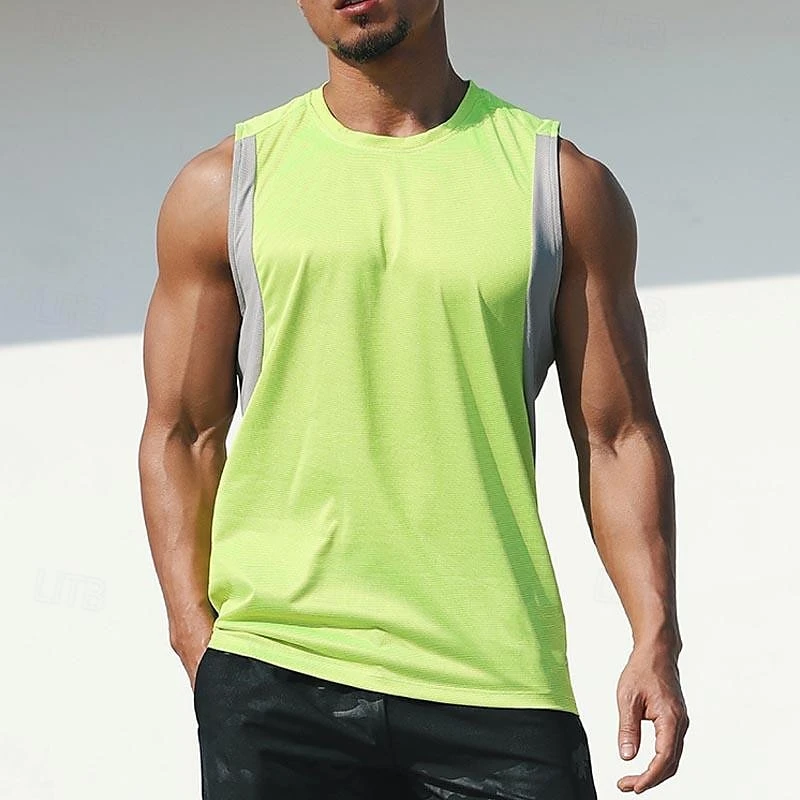 

Simple Contrasting Colors Tank Top For Men Summer Casual Sleeveless 3D Printed Gym Vest Casual Oversized Sports Fitness Tees
