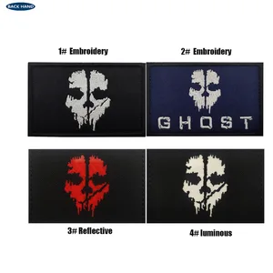 Call of Duty Patches Ghost Mask Skull Embroidered Patches On Clothes Tactical Hook and Loop Badse Applique 6ベストセールスコールオブデューティマーチ-3