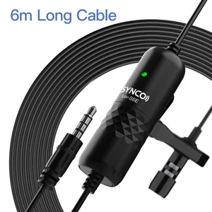SYNCO Lav S6E Wired Lavalier Microphone Omnidirectional Condenser Label Microfone Mic, 6M Cord for iPhone Android Smartphone