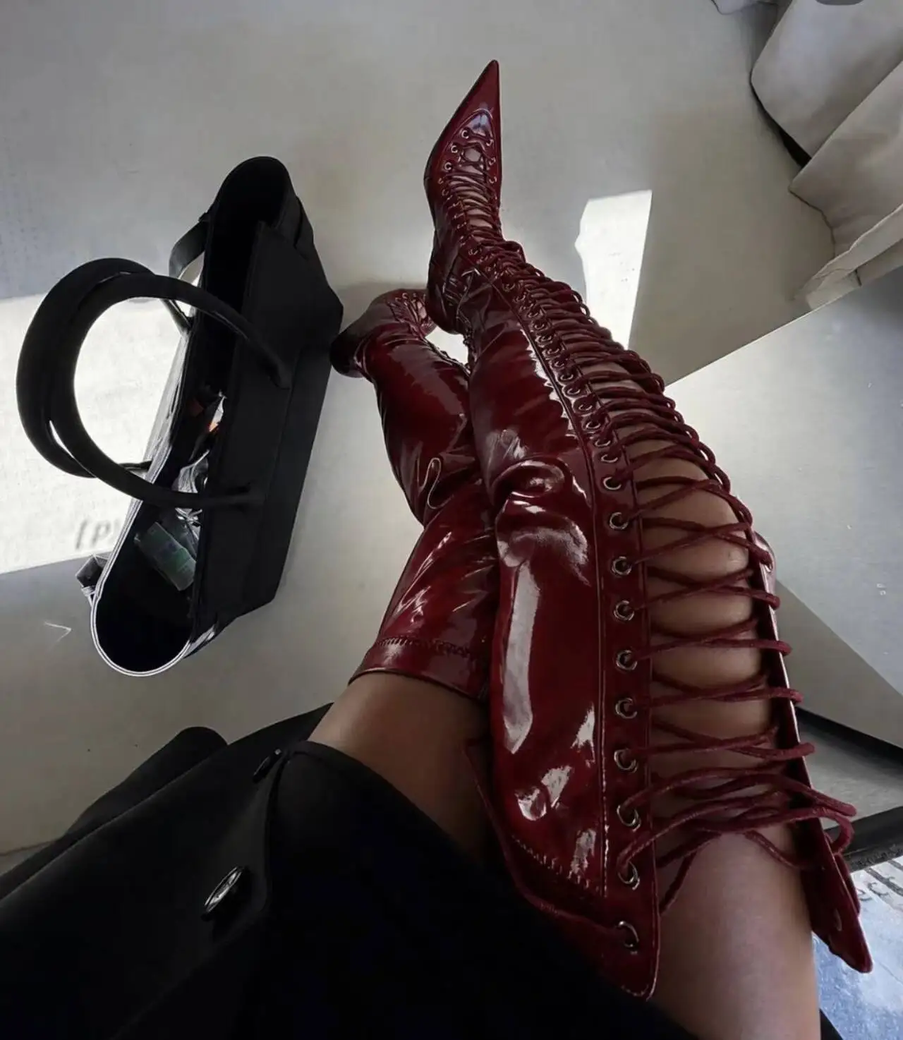 2026 Damskie Nowe Jesienno-Zimowe Wyszczuplające Buty na Wysokim Obcasie, Duże Rozmiary, Damskie Szpiczaste Elastyczne Wyszczuplające Kozaki, Długie Kozaki